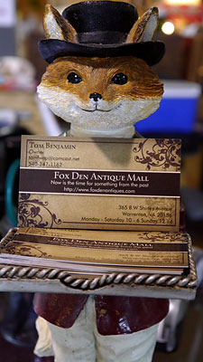 Fox Den Antiques business card